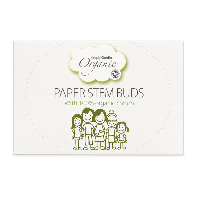 Simply Gentle Organic Cotton Buds 200's by Simply Gentle Natural Beauty — front view showing product label and branding, studio product photo on white background