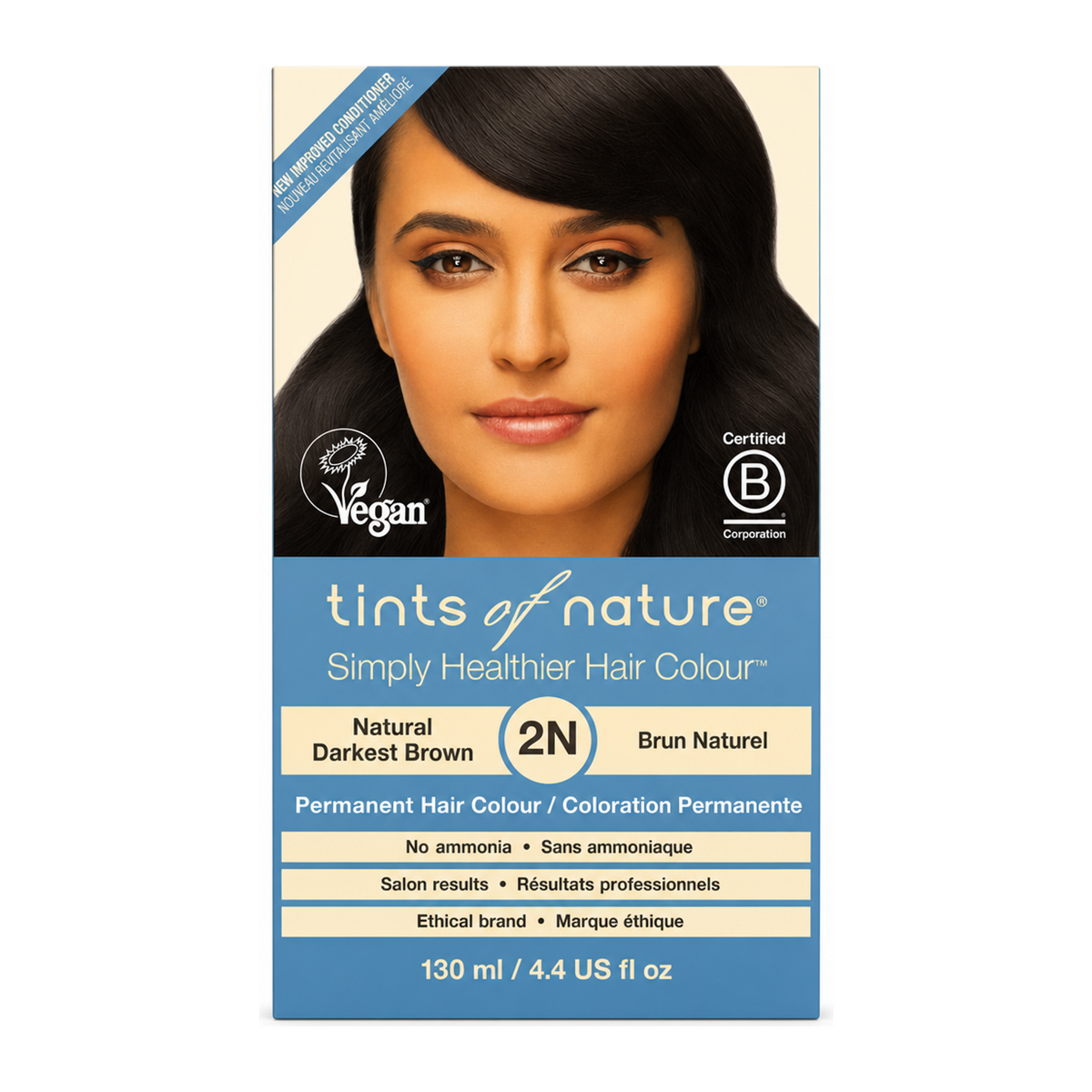 Tints of Nature 2N Natural Darkest Brown by Tints of Nature Natural Beauty — front view showing product label and branding, studio product photo on white background
