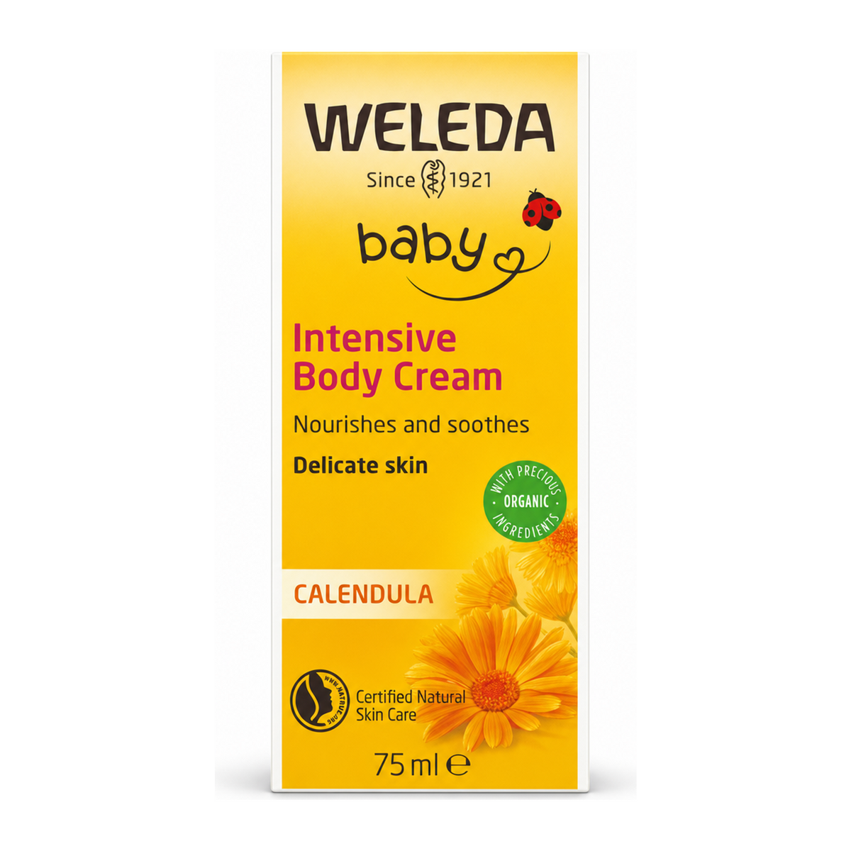 Weleda Calendula Body Cream by Weleda Natural Beauty — front view showing product label and branding, studio product photo on white background