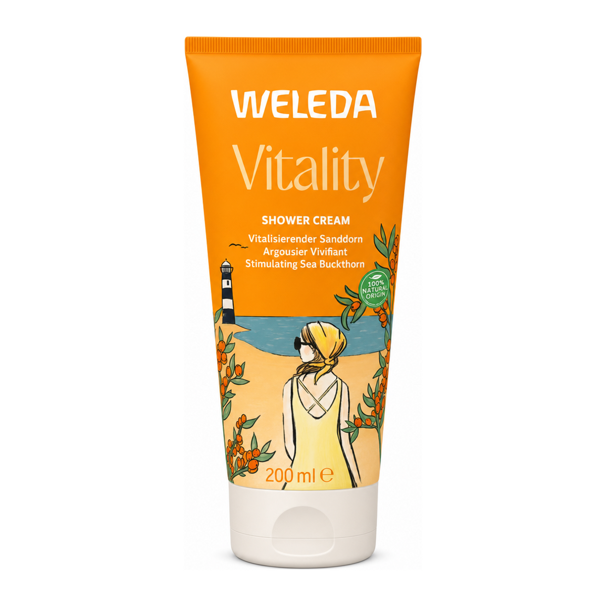 Weleda Sea Buckthorn Creamy Body Wash by Weleda Natural Beauty — front view showing product label and branding, studio product photo on white background