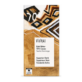 Vivani Dark 70% Superior Chocolate Vegan Organic by Vivani Health Food — front view showing product label and branding, studio product photo on white background