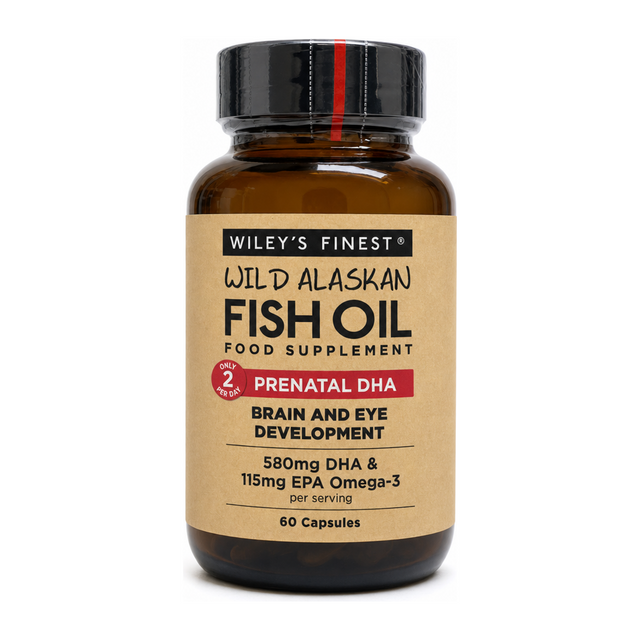 Wiley's Finest UK Prenatal DHA by Wiley's Finest Natural Remedies — front view showing product label and branding, studio product photo on white background