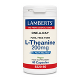 LAMBERTS L-THEANINE 200mg Capsules Fast Release by Lamberts Natural Remedies — front view showing product label and branding, studio product photo on white background
