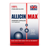 Allicin Max 30 Veg Caps by Allicin Max Natural Remedies — front view showing product label and branding, studio product photo on white background