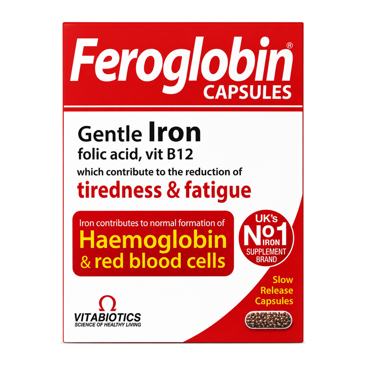Vitabiotic Feroglobin-B12 by Vitabiotics — front view showing product label and branding, studio product photo on white background