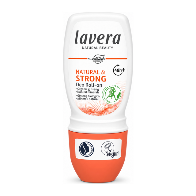 Lavera Natural & Strong Deodorant Roll On by Lavera Natural Beauty — front view showing product label and branding, studio product photo on white background