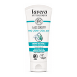Lavera Basis Sensitiv Hand Cream by Lavera Natural Beauty — front view showing product label and branding, studio product photo on white background