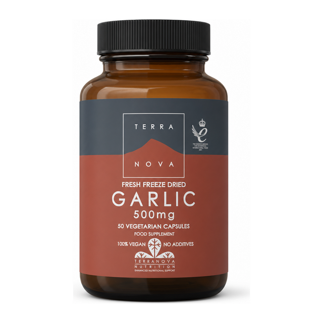 Terranova Garlic 500mg by Terranova Natural Remedies — front view showing product label and branding, studio product photo on white background