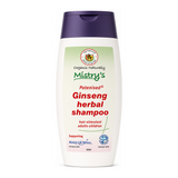 Mistry's Potenised Ginseng Herbal Shampoo by Mistry's Natural Beauty — front view showing product label and branding, studio product photo on white background
