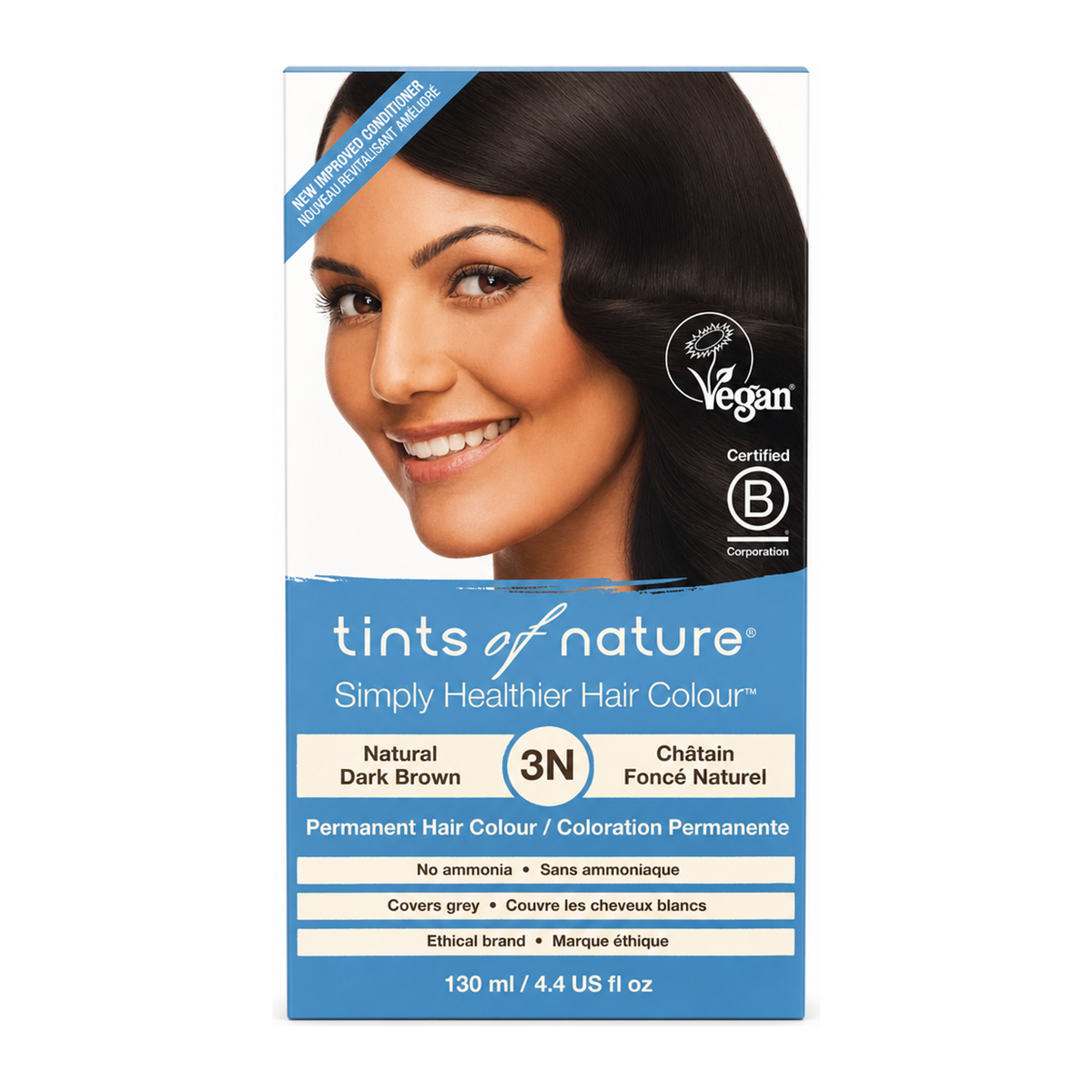 Tints of Nature 3N Natural Dark Brown by Tints of Nature Natural Beauty — front view showing product label and branding, studio product photo on white background