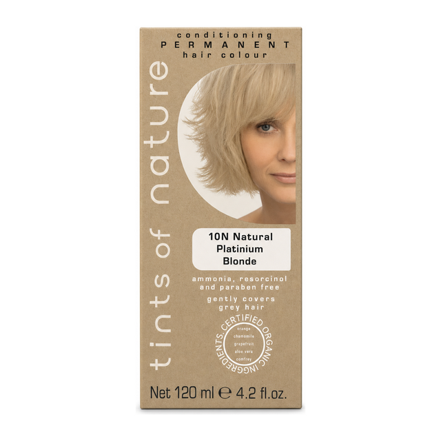 Tints of Nature 10N Natural Platinum Blonde by Tints of Nature Natural Beauty — front view showing product label and branding, studio product photo on white background