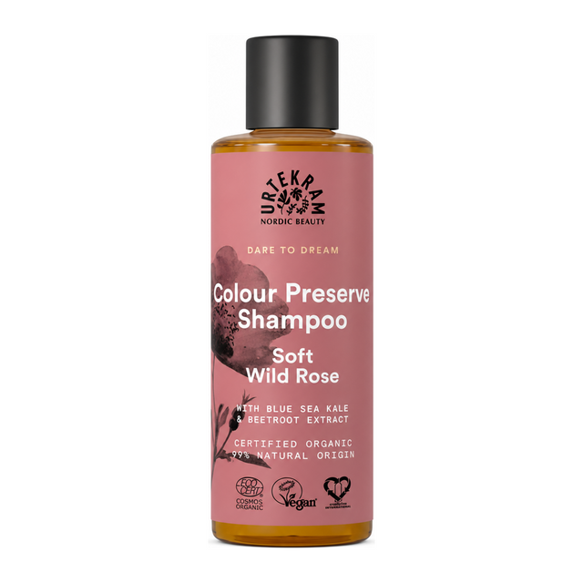 Urtekram Soft Wild Rose Shampoo by Urtekram Natural Beauty — front view showing product label and branding, studio product photo on white background