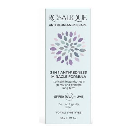 Rosalique Skincare Rosalique 3 in 1 Anti Redness by Rosalique Personal Care — front view showing product label and branding, studio product photo on white background