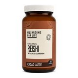 Mushrooms 4 Life Organic Reishi Cacao Latte by Mushrooms For Life Food & Drinks — front view showing product label and branding, studio product photo on white background