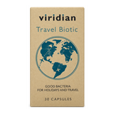 Viridian Travel Biotic by Viridian Natural Remedies — front view showing product label and branding, studio product photo on white background