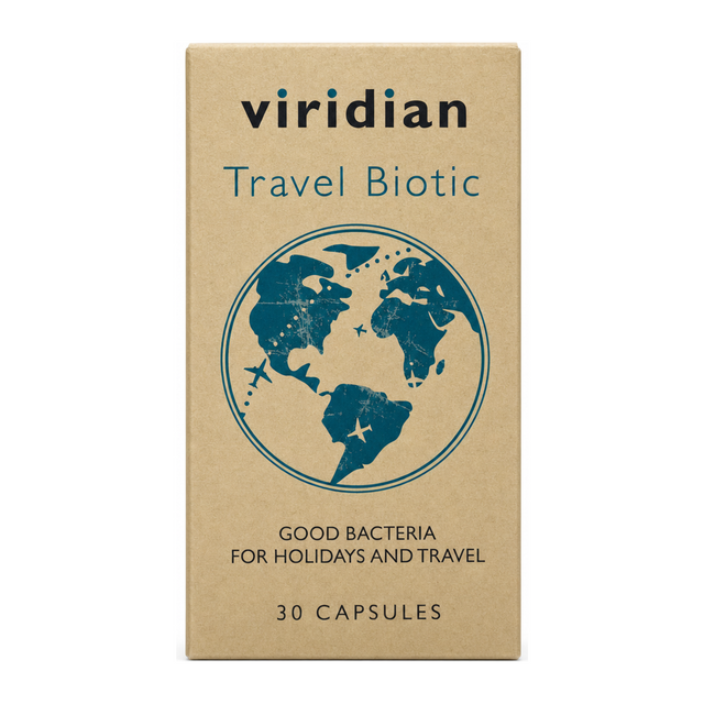 Viridian Travel Biotic by Viridian Natural Remedies — front view showing product label and branding, studio product photo on white background