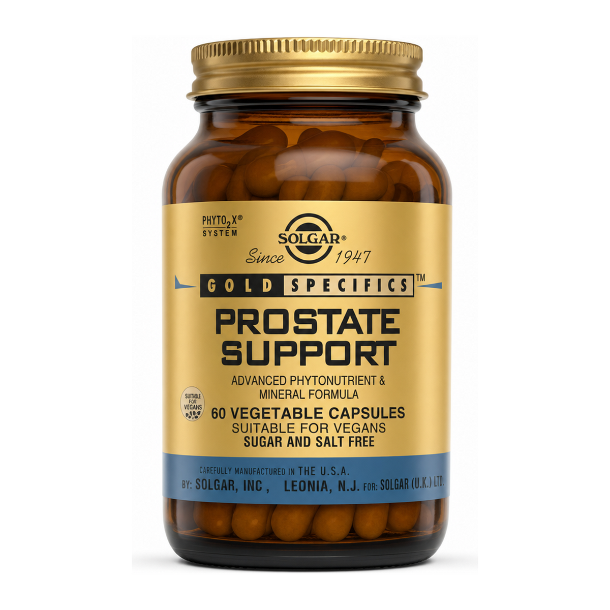 Solgar GOLD SPECIFICS Prostate Support by Solgar Natural Remedies — front view showing product label and branding, studio product photo on white background