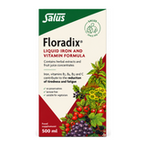 Floradix Liquid Iron and Vitamin Formula by Salus Natural Remedies — front view showing product label and branding, studio product photo on white background