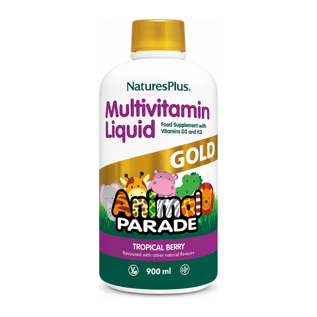 Nature's Plus Animal Parade GOLD Liquid 900ml by NaturesPlus Natural Remedies — front view showing product label and branding, studio product photo on white background