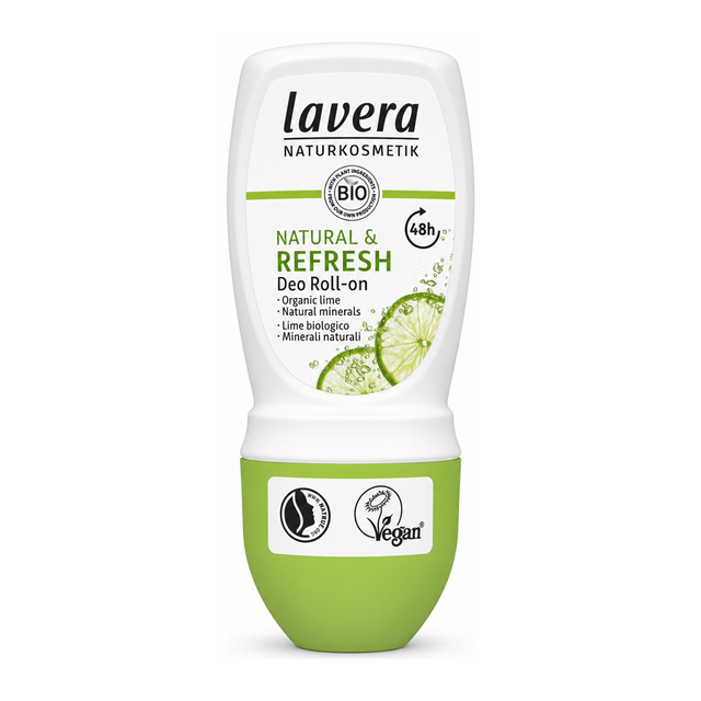 Lavera Natural & Refresh Deodorant Roll On by Lavera Natural Beauty — front view showing product label and branding, studio product photo on white background