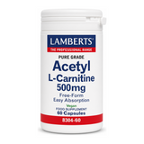 LAMBERTS ACETYL L-CARNITINE 500mg by Lamberts Natural Remedies — front view showing product label and branding, studio product photo on white background