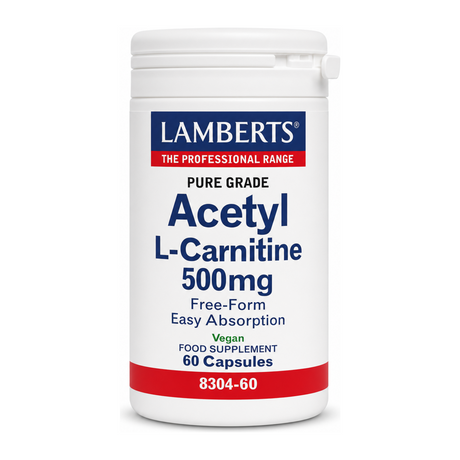 LAMBERTS ACETYL L-CARNITINE 500mg by Lamberts Natural Remedies — front view showing product label and branding, studio product photo on white background