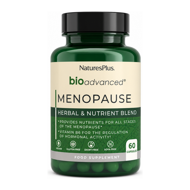 Nature's Plus BioAdvanced Menopause Support by NaturesPlus Natural Remedies — front view showing product label and branding, studio product photo on white background