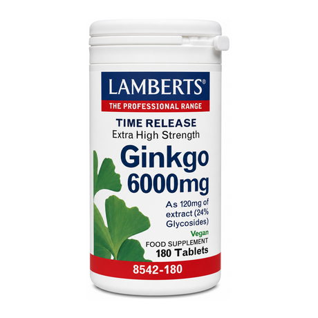 LAMBERTS GINKGO 6000mg EXTRA HIGH STRENGTH by Lamberts Natural Remedies — front view showing product label and branding, studio product photo on white background