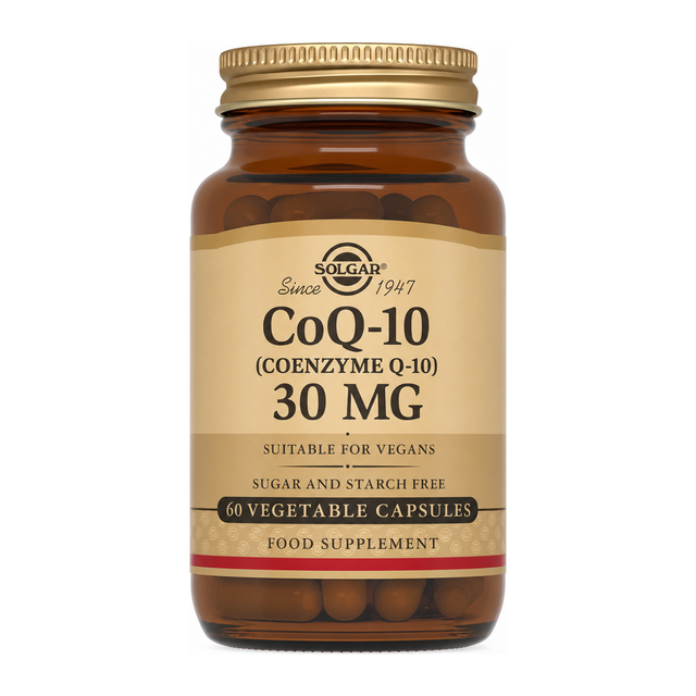 Solgar CoQ-10 30 mg by Solgar Natural Remedies — front view showing product label and branding, studio product photo on white background