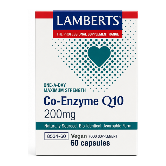 LAMBERTS CO ENZYME Q 10 200mg by Lamberts Natural Remedies — front view showing product label and branding, studio product photo on white background