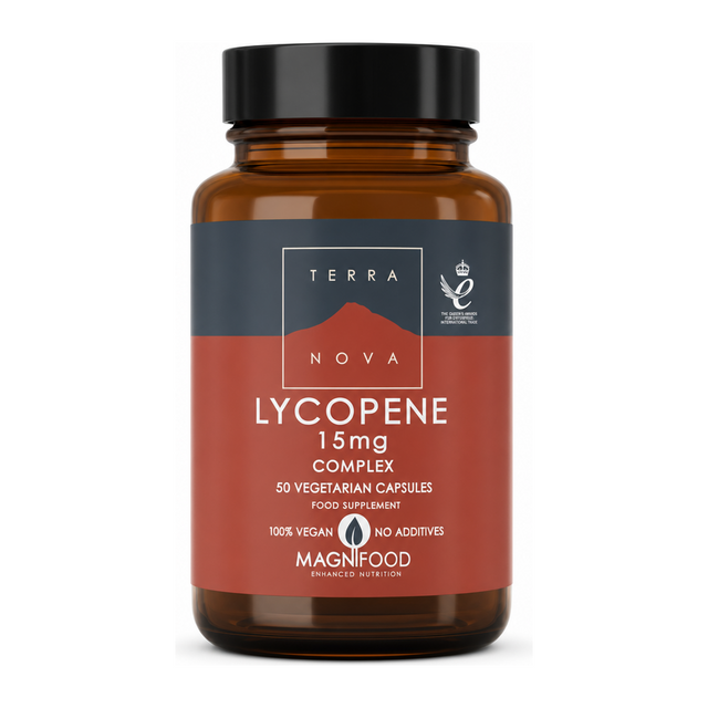Terranova Lycopene 15mg Complex by Terranova Natural Remedies — front view showing product label and branding, studio product photo on white background