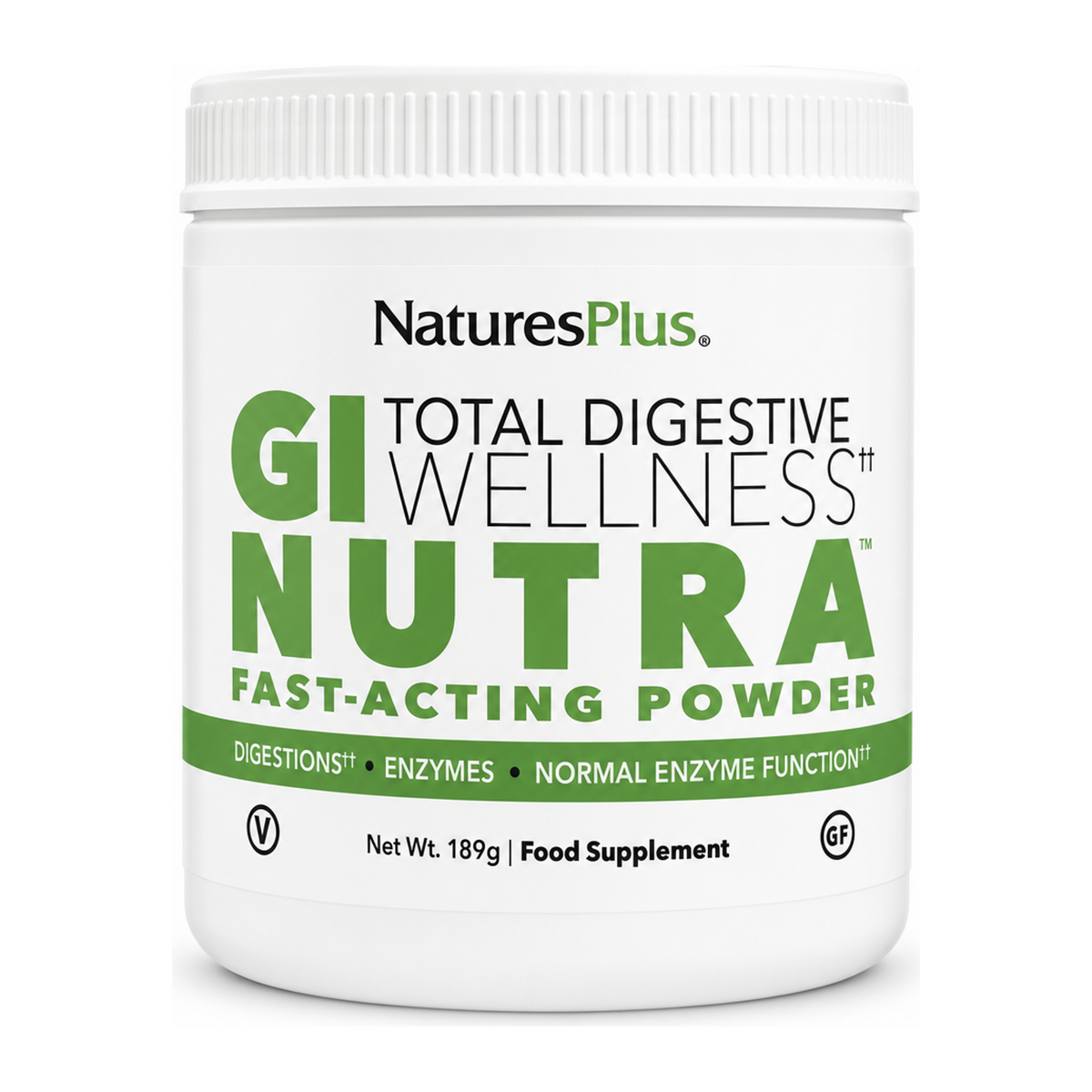 Natures Plus GI Total Digestive Wellness by NaturesPlus Natural Remedies — front view showing product label and branding, studio product photo on white background