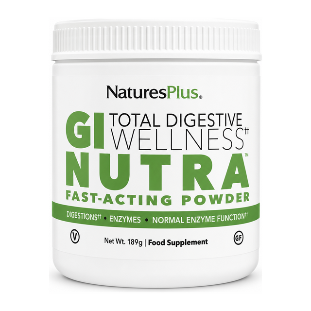 Natures Plus GI Total Digestive Wellness by NaturesPlus Natural Remedies — front view showing product label and branding, studio product photo on white background