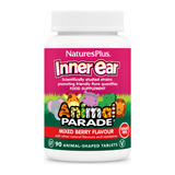Nature's Plus Animal Parade INNER EAR SUPPORT chewable by NaturesPlus Natural Remedies — front view showing product label and branding, studio product photo on white background