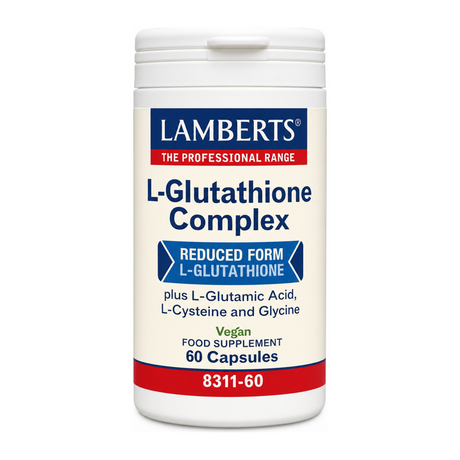 LAMBERTS L-GLUTATHIONE COMPLEX by Lamberts Natural Remedies — front view showing product label and branding, studio product photo on white background
