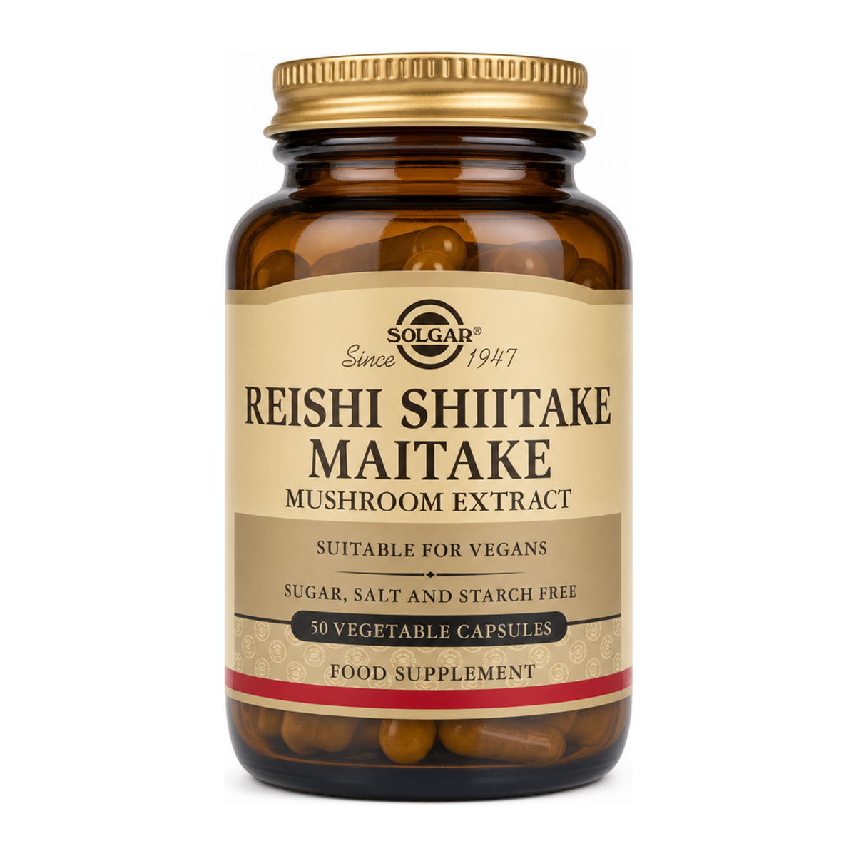 Solgar Reishi Shiitake Maitake Mushroom Extract by Solgar Natural Remedies — front view showing product label and branding, studio product photo on white background