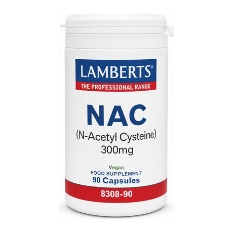 LAMBERTS N-ACETYL CYSTEINE (NAC) 300mg by Lamberts Natural Remedies — front view showing product label and branding, studio product photo on white background