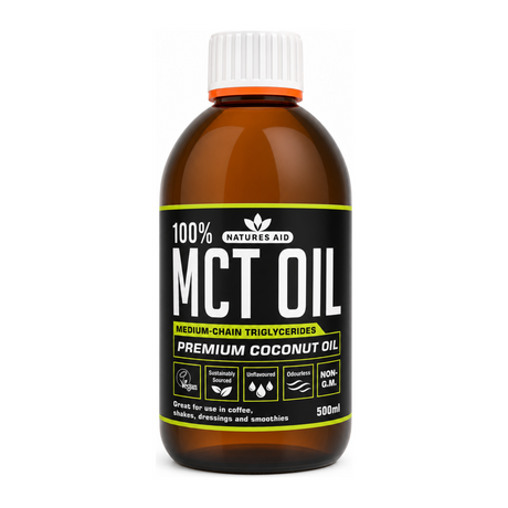 Natures Aid 100% Pure MCT Oil by Natures Aid Natural Remedies — front view showing product label and branding, studio product photo on white background