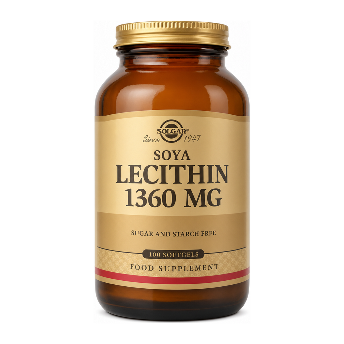 Solgar Soya Lecithin 1360 mg by Solgar Natural Remedies — front view showing product label and branding, studio product photo on white background