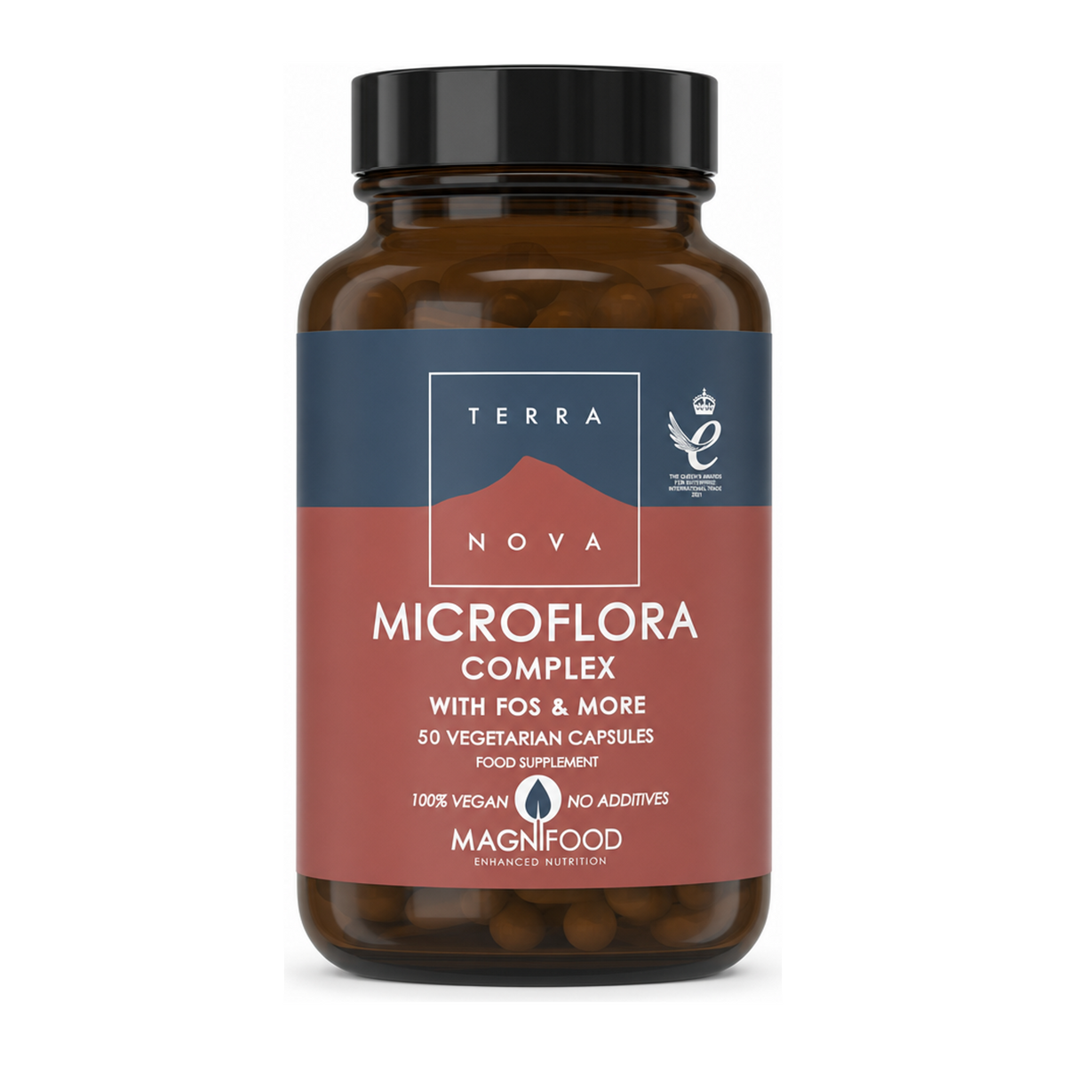 Terranova Microflora Complex With FOS by Terranova Natural Remedies — front view showing product label and branding, studio product photo on white background