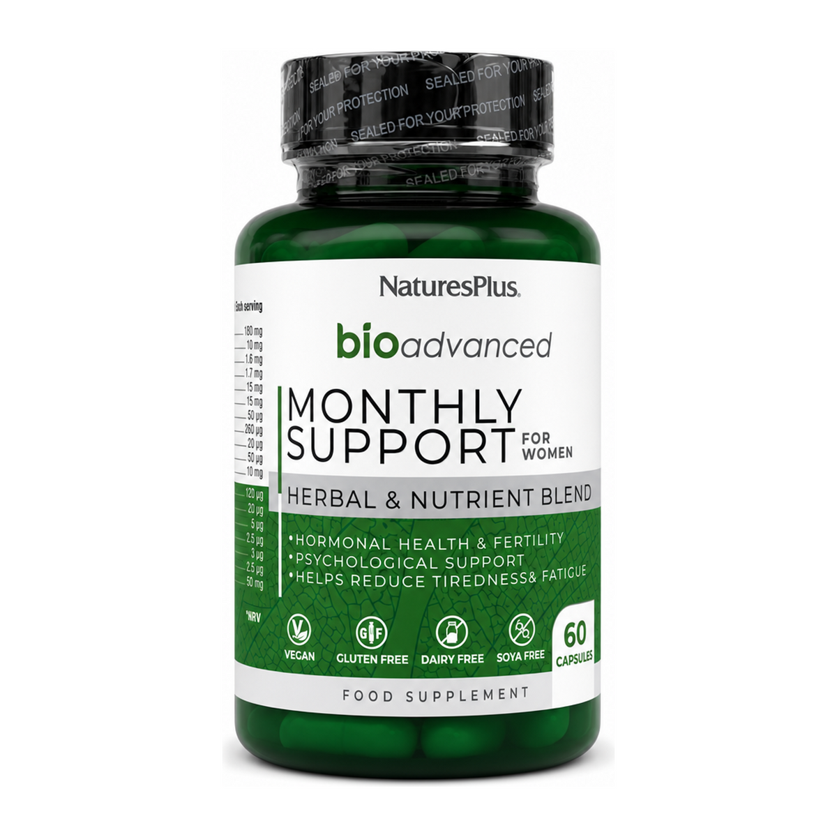 Natures Plus Bio Advanced Monthly Support for Women by NaturesPlus Natural Remedies — front view showing product label and branding, studio product photo on white background