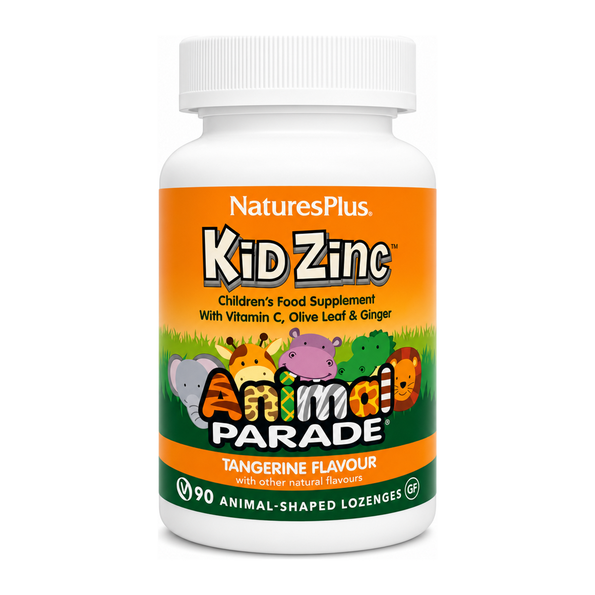 Nature's Plus Animal Parade KIDZINC LOZENGE by NaturesPlus Natural Remedies — front view showing product label and branding, studio product photo on white background