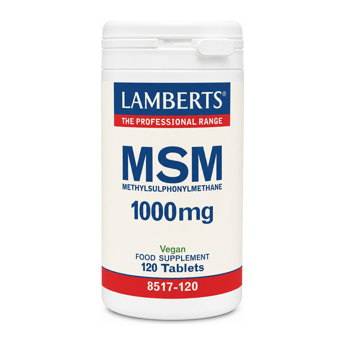 LAMBERTS MSM 1000mg by Lamberts Natural Remedies — front view showing product label and branding, studio product photo on white background
