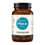 Viridian Organic Maca 500mg by Viridian Natural Remedies — front view showing product label and branding, studio product photo on white background