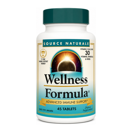 SOURCE NATURALS Wellness Formula 45Tablets by Source Naturals Vitamin & Mineral Supplements — front view showing product label and branding, studio product photo on white background