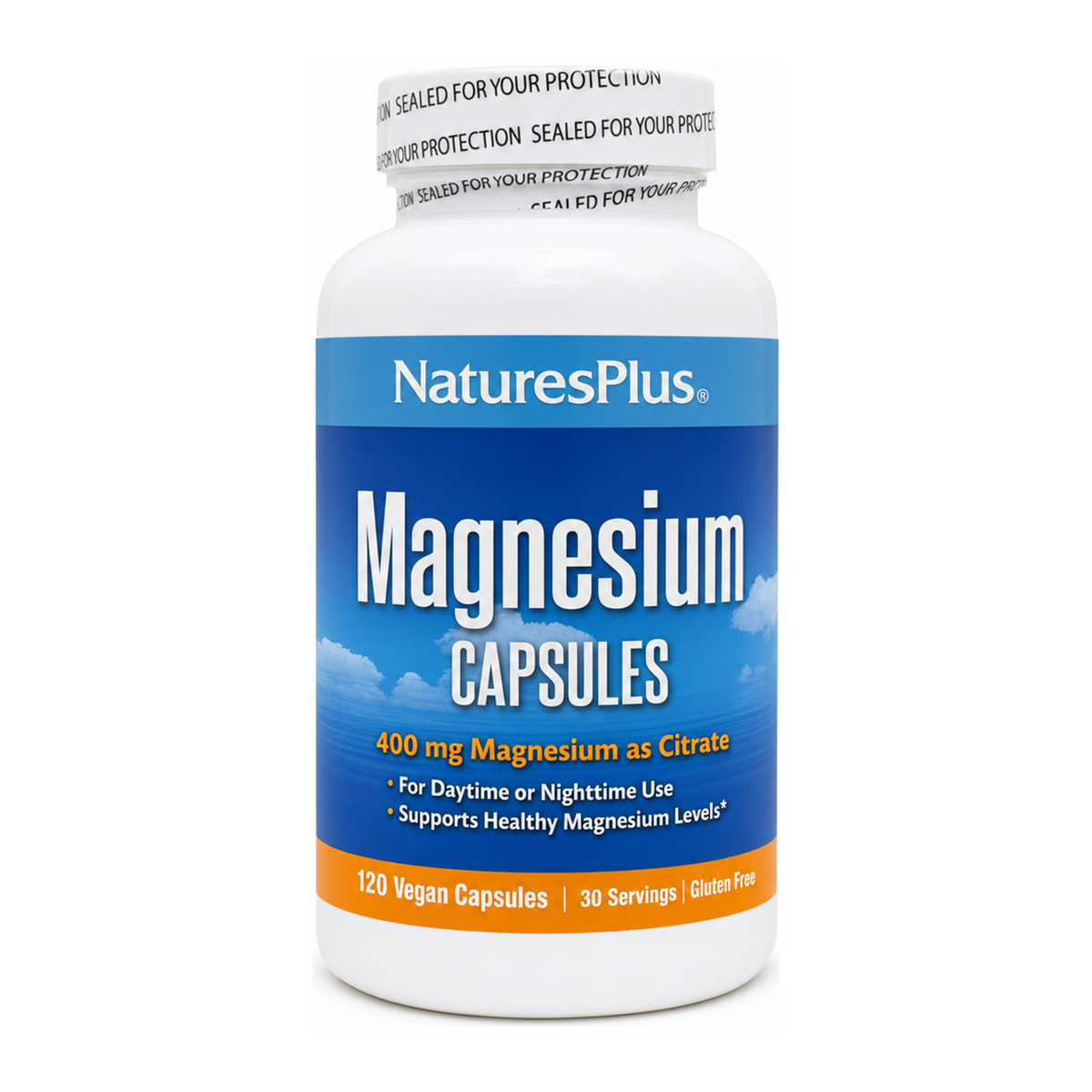 Nature's Plus Kalmassure Magnesium Capsules by NaturesPlus Natural Remedies — front view showing product label and branding, studio product photo on white background