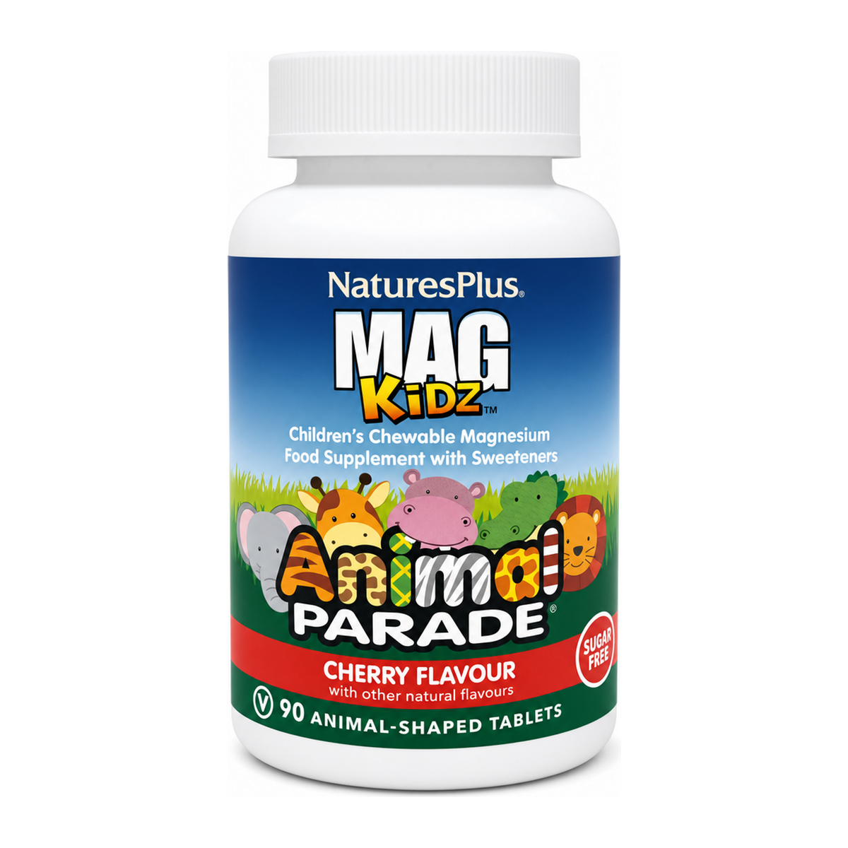 Nature's Plus Animal Parade MAG KIDZ CHEWABLE 90 by NaturesPlus Natural Remedies — front view showing product label and branding, studio product photo on white background