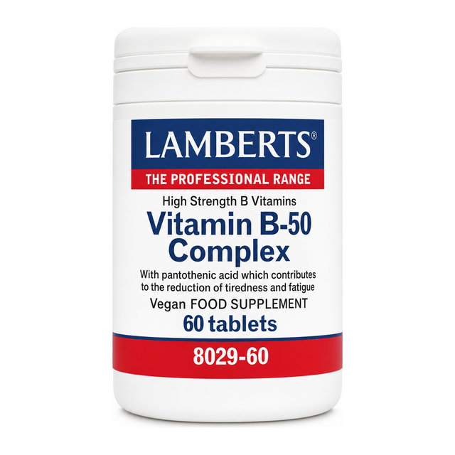 LAMBERTS Vitamin B-50 Complex by Lamberts Natural Remedies — front view showing product label and branding, studio product photo on white background