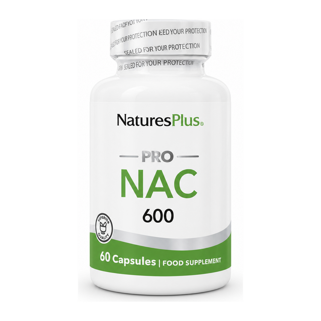 Natures Plus PRO NAC 600 MG by NaturesPlus Natural Remedies — front view showing product label and branding, studio product photo on white background