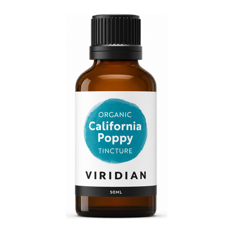 Viridian Organic California Poppy Tincture by Viridian — front view showing product label and branding, studio product photo on white background